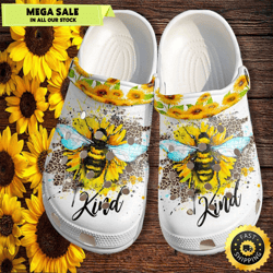bee kind sunflower leopard crocs shoes gift women mother day