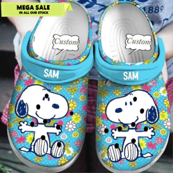 custom name snoopy flower crocband crocs