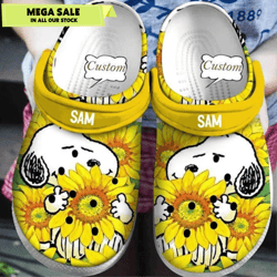 custom name snoopy sunflower crocband crocs