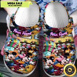 disney mickey mouse christmas and friends personalized name crocs clogs shoes
