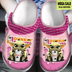 baby yoda hug dunkin donuts crocs crocband shoes for women men, custom crocs