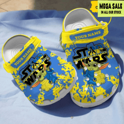 baby yoda i stand with ukraine clog shoes crocs for mens and womens, custom crocs