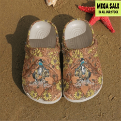 barrel racing cowgirl crocs crocband clog for women men, custom crocs