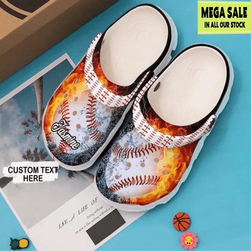Baseball Personalized Fire Crocs Crocband Shoes For Women Men Custom Crocs 0