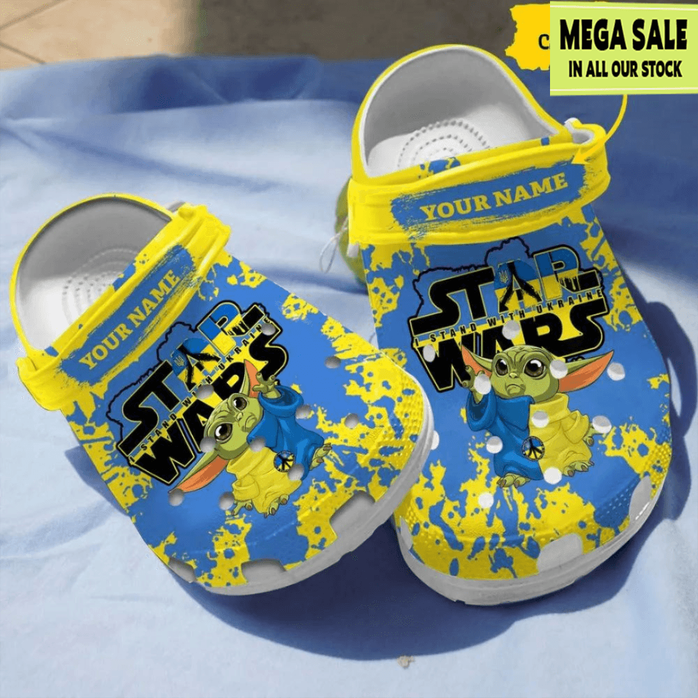 Baby Yoda I Stand With Ukraine Clog Shoes Crocs For Mens And Womens Custom Crocs 0