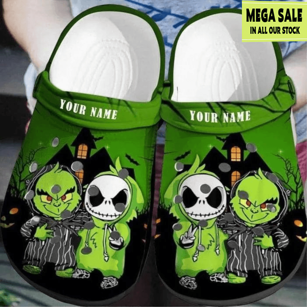 Baby Grinch And Jack Skellington Custom Name Crocs Crocband Shoes Custom Crocs 0