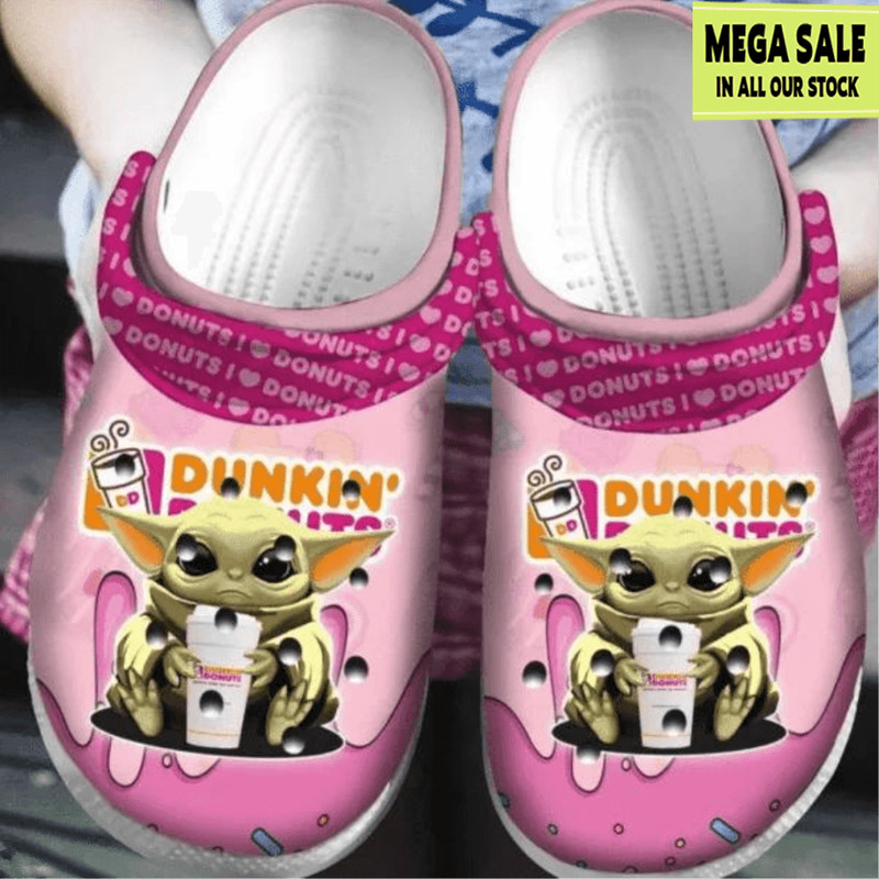 Baby Yoda Hug Dunkin Donuts Crocs Crocband Shoes For Women Men Custom Crocs 0