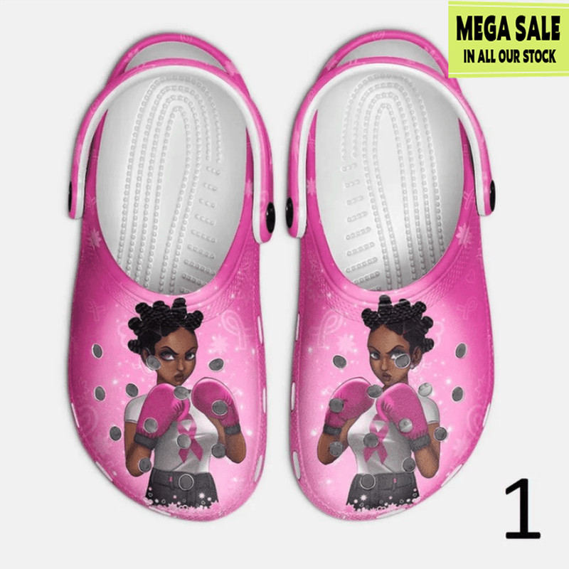 A Woman Fight Against With Breast Cancer Crocs Clog Shoes For Mens Womens Custom Crocs 0