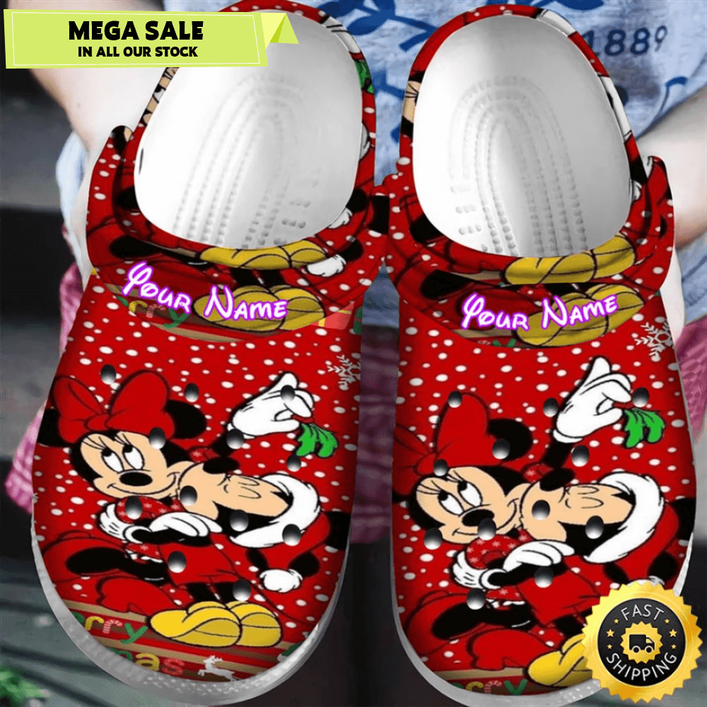 Disney Mickey Mouse Christmas Mickey And Minnie Personalized Name Crocs Clogs Shoes Comfortabl 0