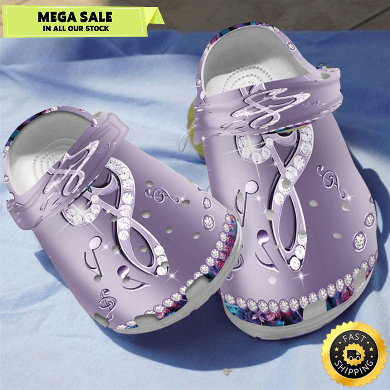Diamond Music Note Colorful Flower Pattern For Happy Mothers Day Crocs Clog Shoes 0