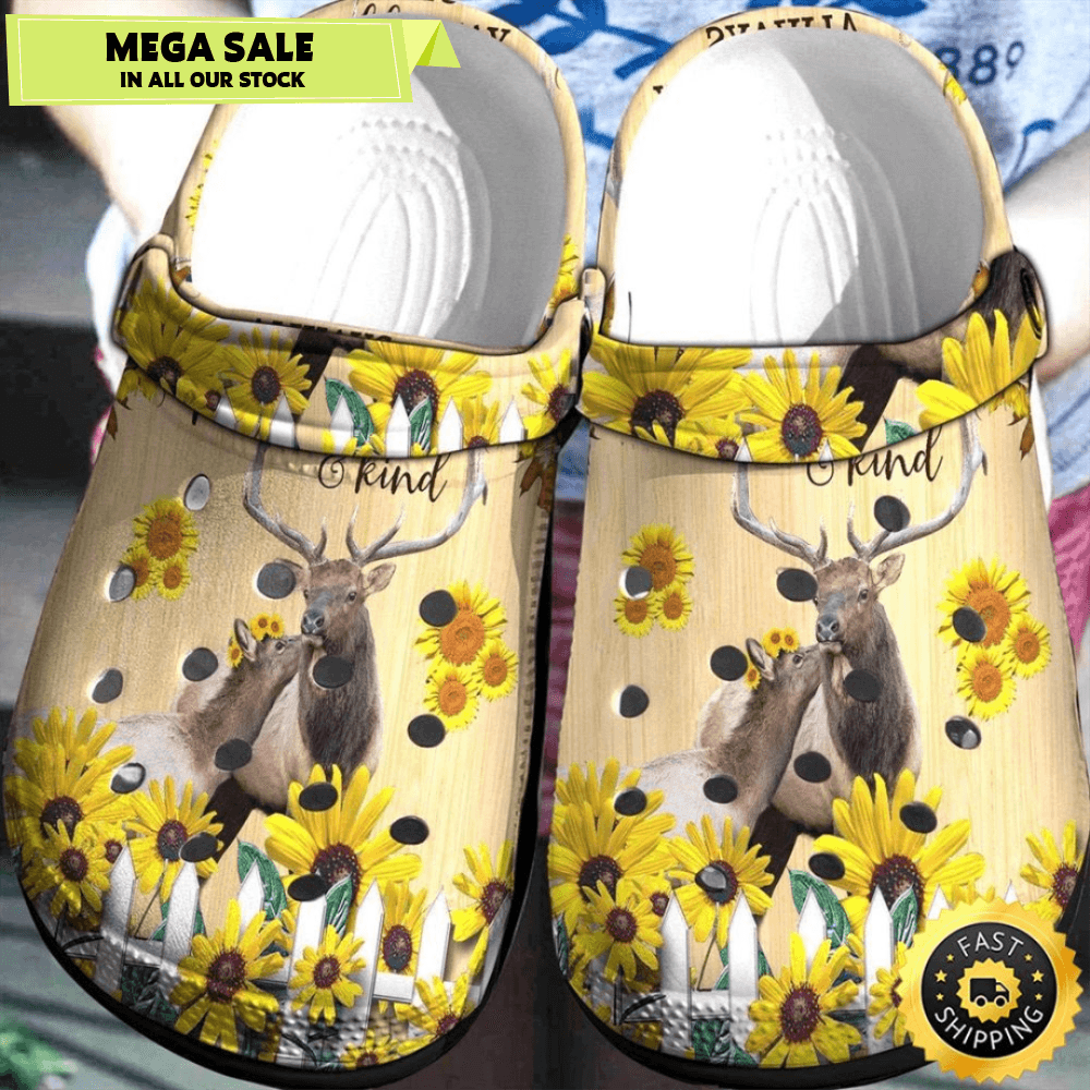 Deer Sunflowers Cute Crocs Shoes Clogs 0