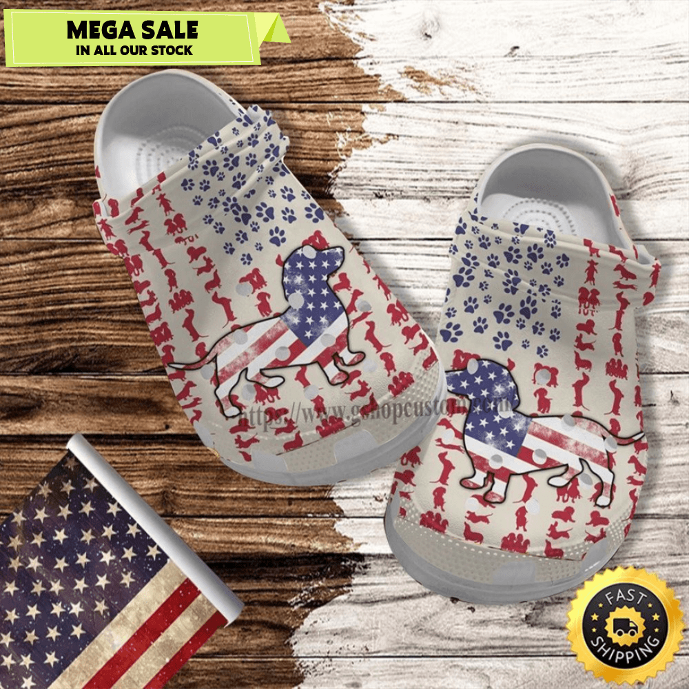 Dachshund Dog America Flag Croc Shoes Gift Men Women Dachshund 4Th Of July Shoes Croc Clogs 0