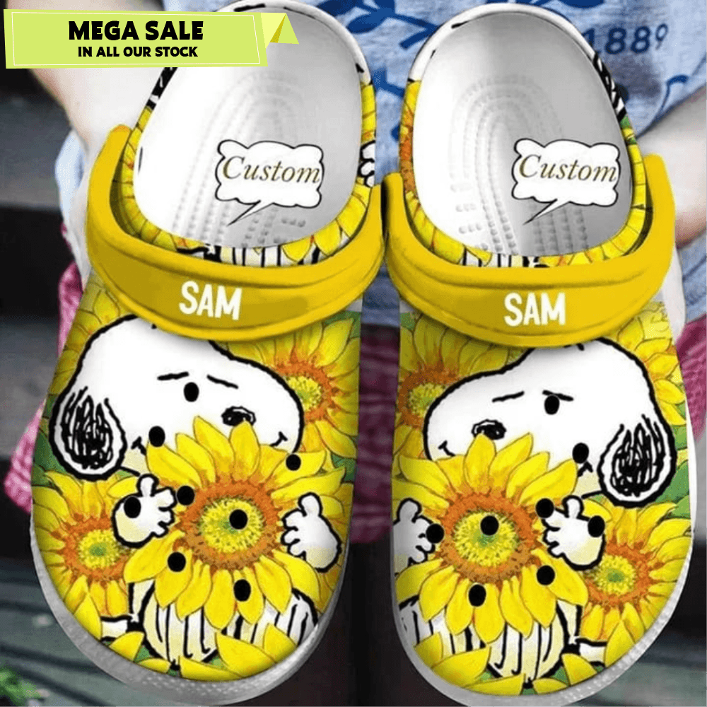 Custom Name Snoopy Sunflower Crocband Crocs 0
