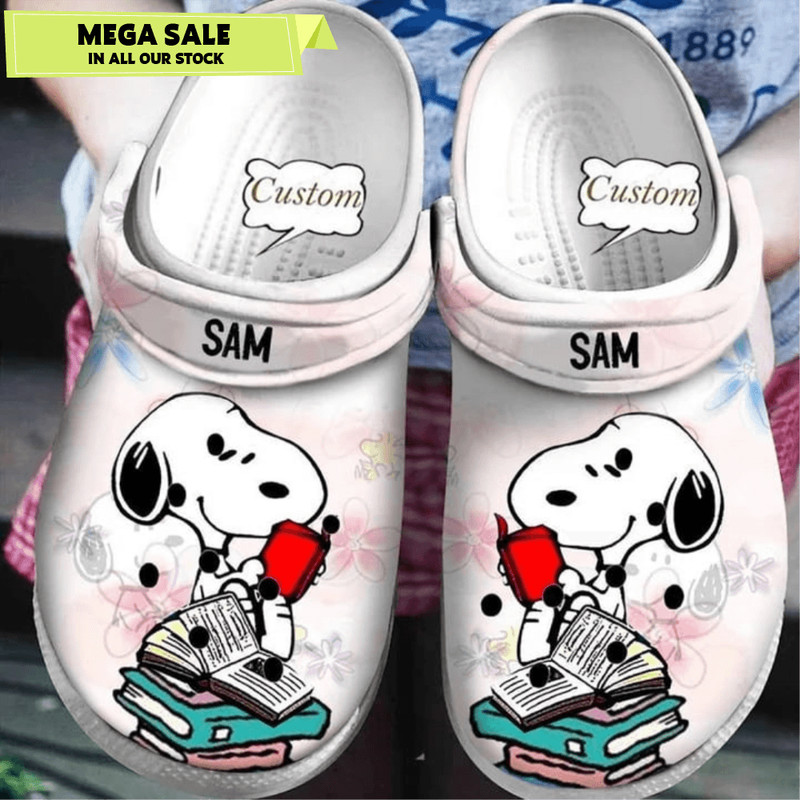 Custom Name Snoopy Book Crocband Crocs 0