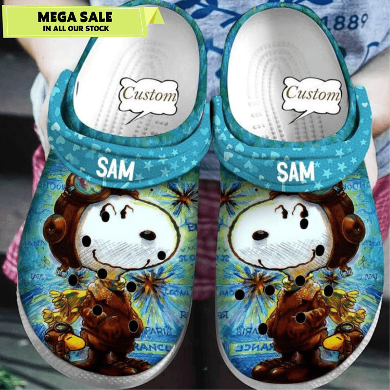 Custom Name Snoopy Cartoon Crocband Crocs 0