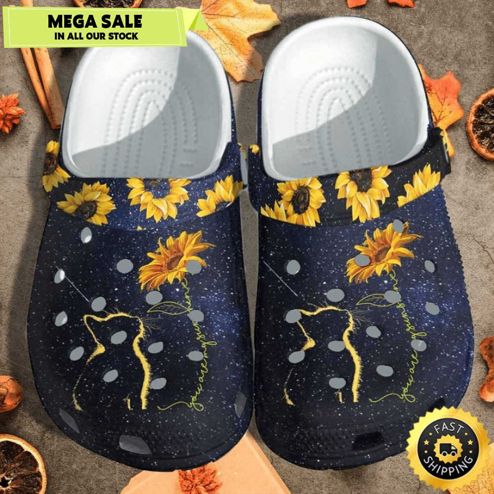 Cat Sunflower You Are My Sunshine Crocs Clogs Gift 0