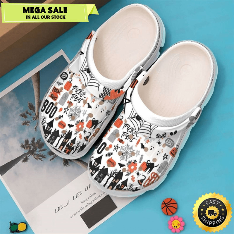 Boo Trick Or Treat Halloween Pattern Crocs Clogs Crocband Shoes 0