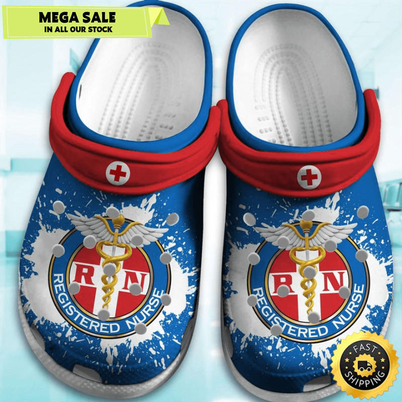 Blue And Red RN Nurse Crocs Crocband Clog Shoes 0