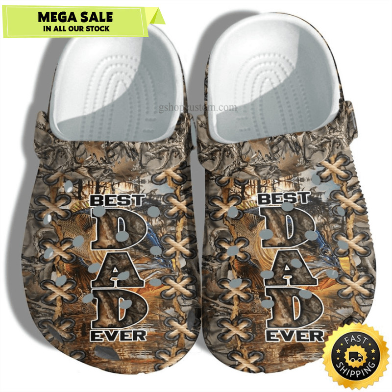 Best Dad Ever Fishing Camouflage Croc Shoes Gift Men Father Day 0
