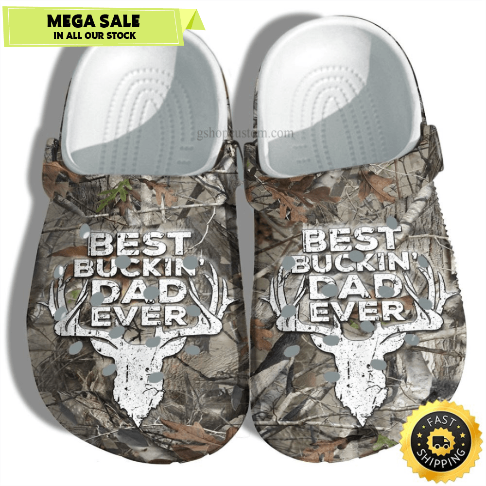 Best Buckin Dad Ever Deer Hunter Croc Shoes Gift Grandpa Father Day 0