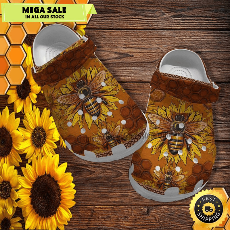 Bee Sunflower Floral Vintage Croc Shoes Gift Grandma 0