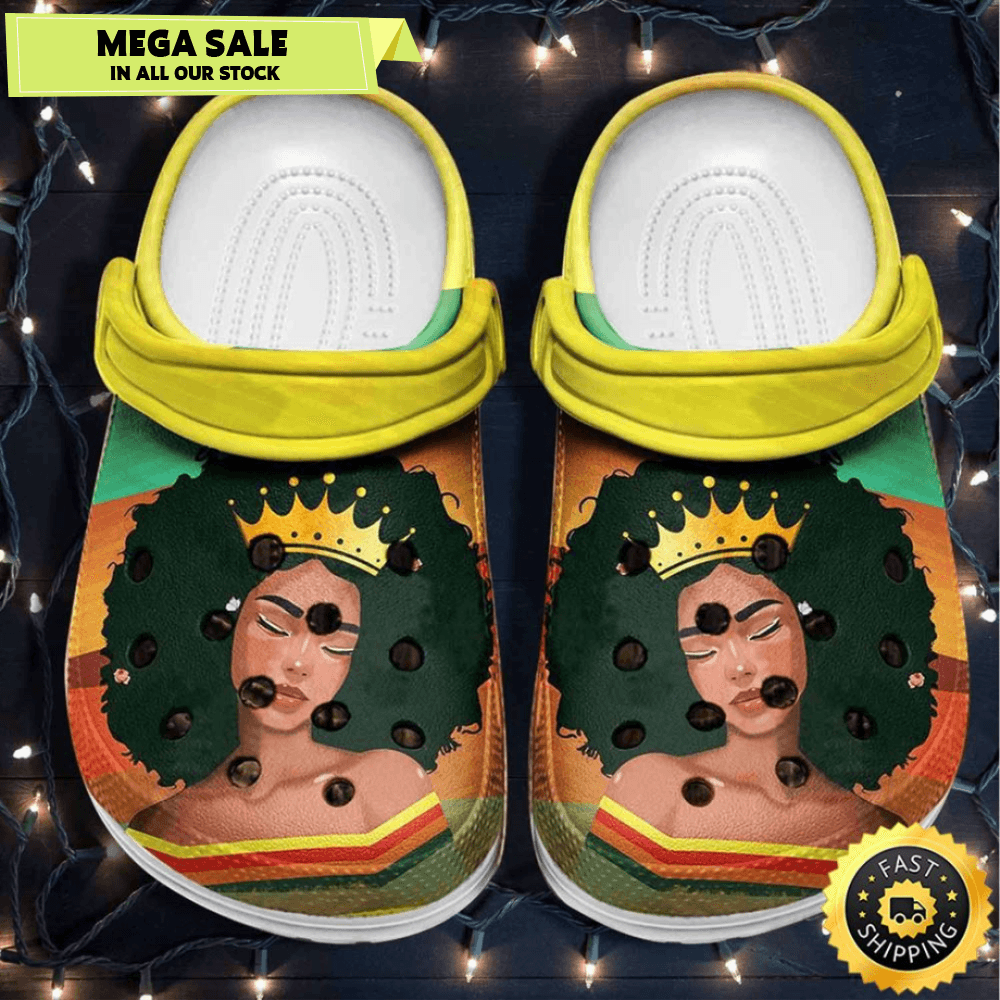 Beautiful Black Queen Africa Culture Black Hair Crocs Crocband Clog Shoes 0