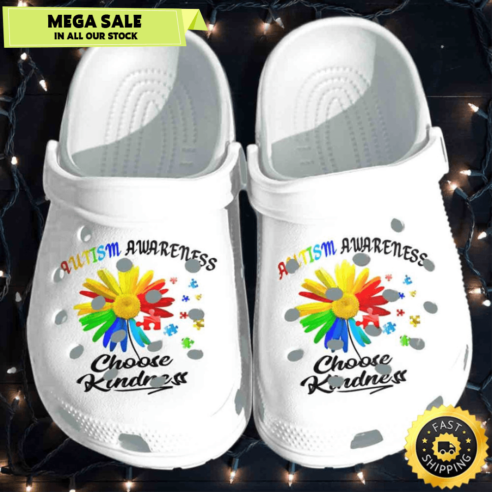 Autism Awareness Crocs Choose Kindness Flower Crocband Clog Shoes 0