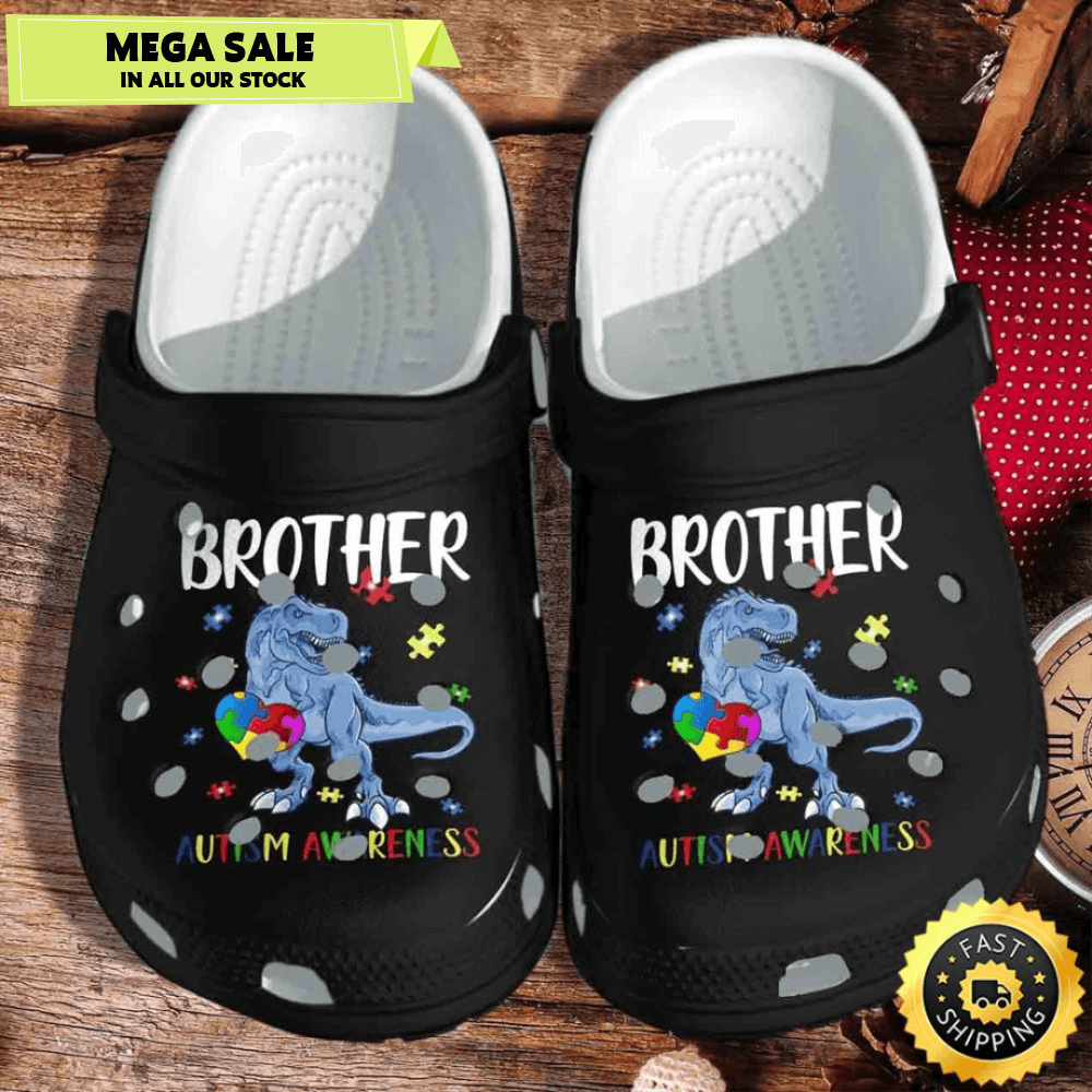 Autism Awareness Crocs Brother TRex Dinosaur Crocband Clog Shoes 0