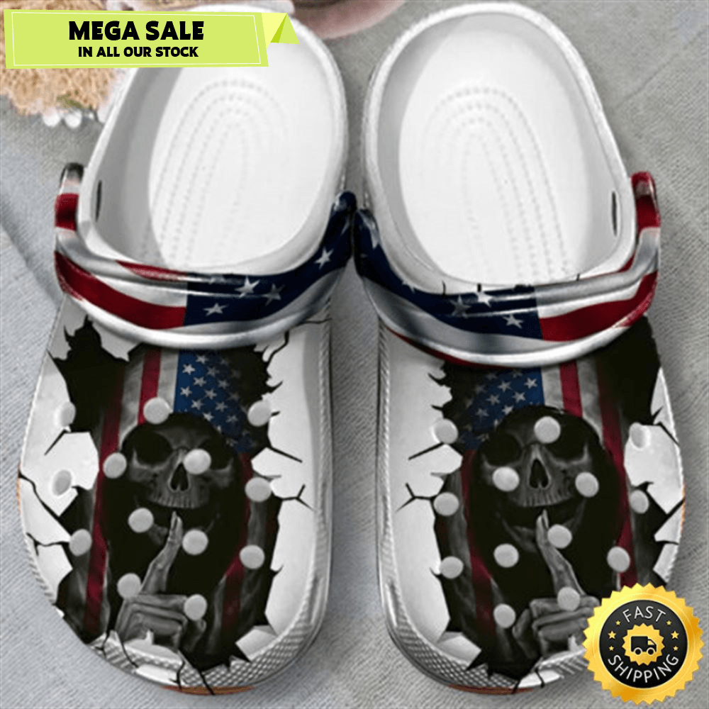 American Skull Flag Us Skull Crocs Shoes 0