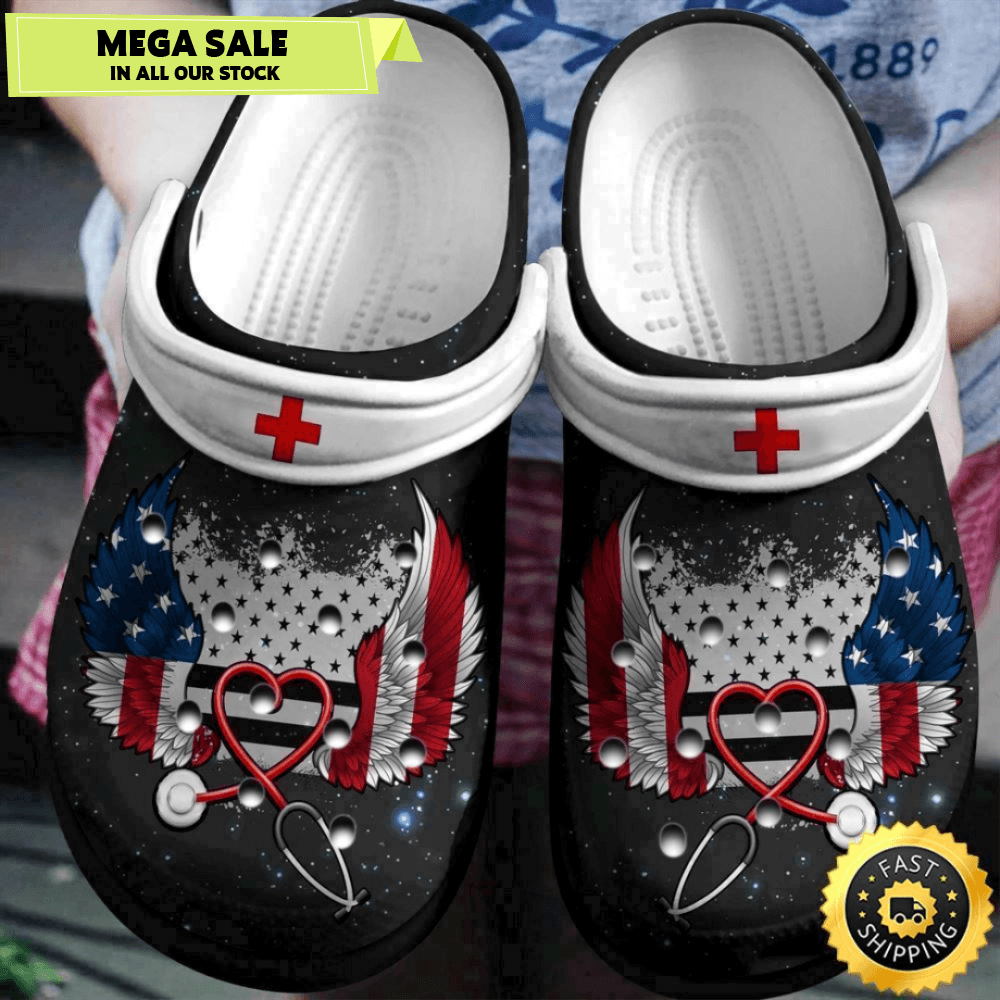 American Nurse Wings Shoes 4Th Of July Nurse Life Custom Shoe Independence Gift For Women Men 0