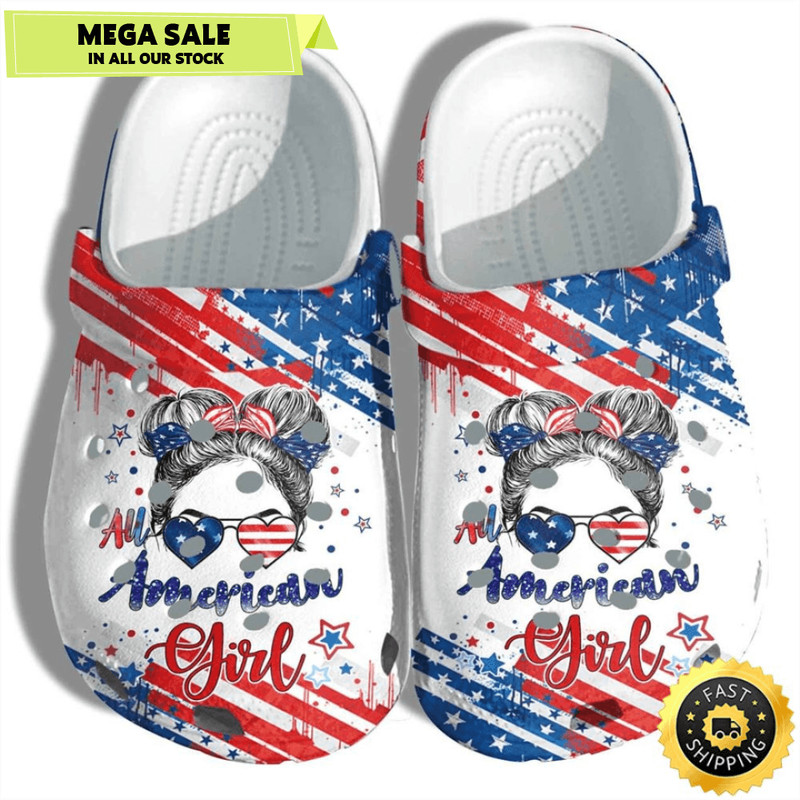 All American Girl America Flag Shoes Gift Women Messy Bun Girl Party 4Th Of July Shoes 0