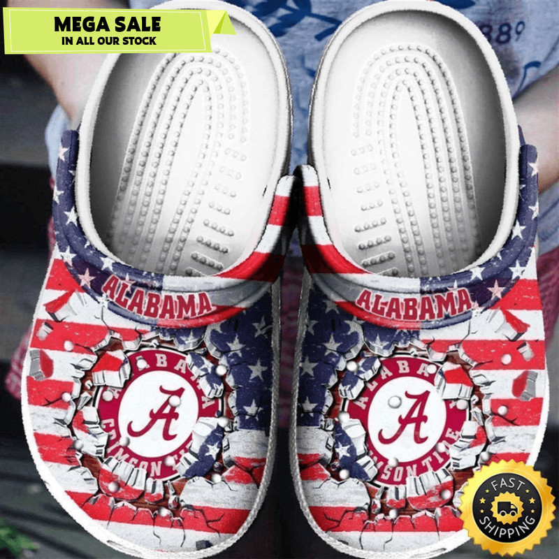 Alabama America Flag 4Th Of July Crocband Clogs 0