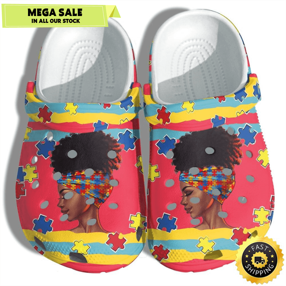 Africa Women Autism Puzzel Crocs Shoes Vintage 0