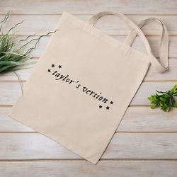 Taylor's' Version  Eco Tote Bag  Reusable  Cotton Canvas Tote Bag  Sustainable Bag  Perfect Gift  Eras Tour Merch