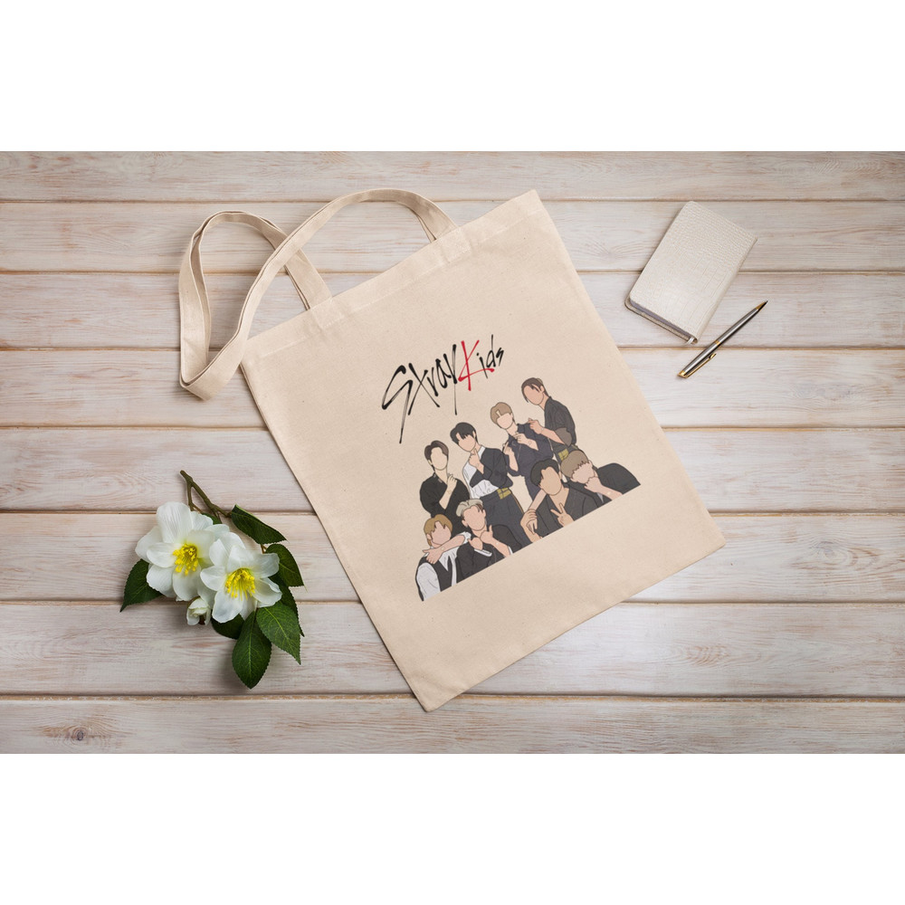 Stray Kids Music Group Eco Tote Bag Reusable Cotton Canvas Tote Bag Sustainable Bag Perfect Gift Korean Music Group 1.jpg