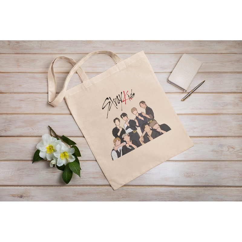 Stray Kids Music Group Eco Tote Bag Reusable Cotton Canvas Tote Bag Sustainable Bag Perfect Gift Korean Music Group 1.jpg