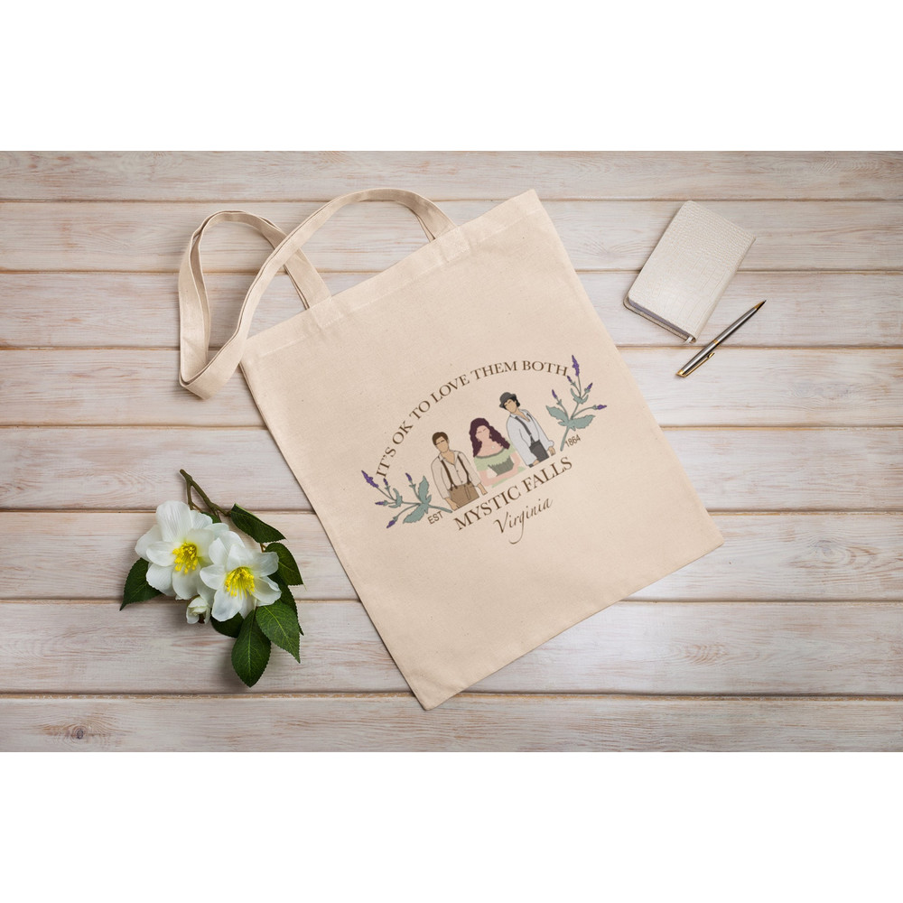 The Vampire Diaries TV Show Eco Tote Bag Reusable Cotton Canvas Tote Bag Sustainable Bag Perfect Gift It's Okay To Love Them Both.jpg
