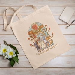 Vintage Tale As Old As Time Tote Bag  Cotton Canvas Tote Bag  Sustainable Bag  Tote Bag  Retro Tote Bag  Perfect Gift