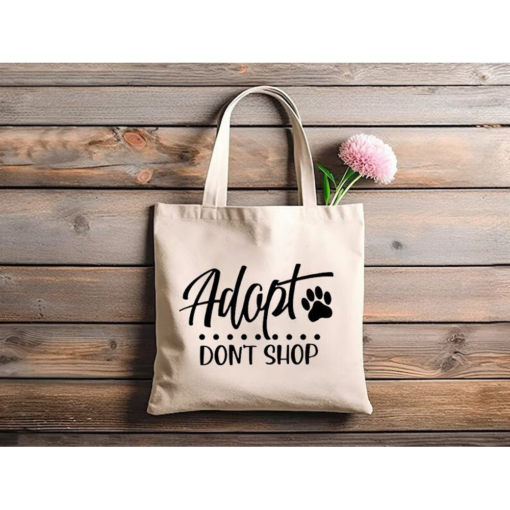 Adopt Don't Shop, Adoption Tote Bag, Animal Rights, Adoption Day, Adoption Gift, Dog Mom Tote Bag, Cat Mom Tote Bag, Canvas Shoulder Bag.jpg
