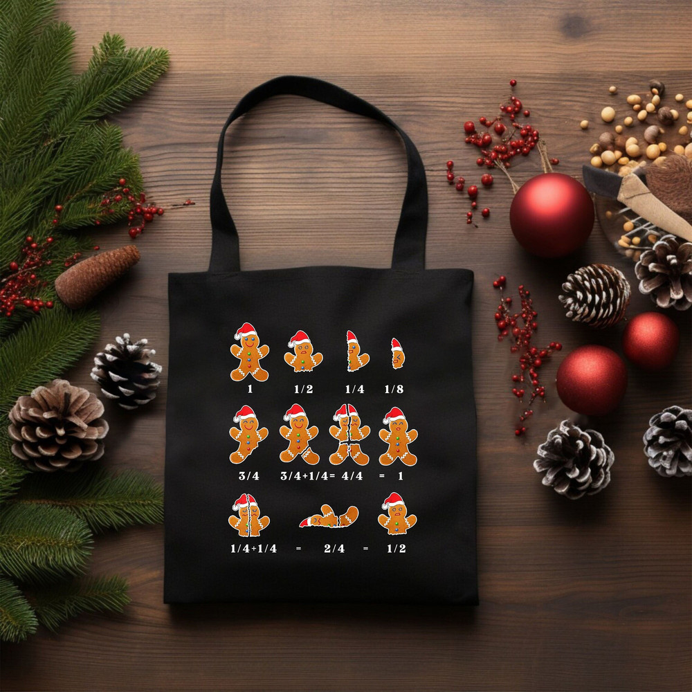 Christmas Math Cookies, Gingerbread Cookies, Christmas Bag, Christmas Tote Bag, Christmas Canvas Bag, Math Teacher Bag, Kids Christmas Gift.jpg