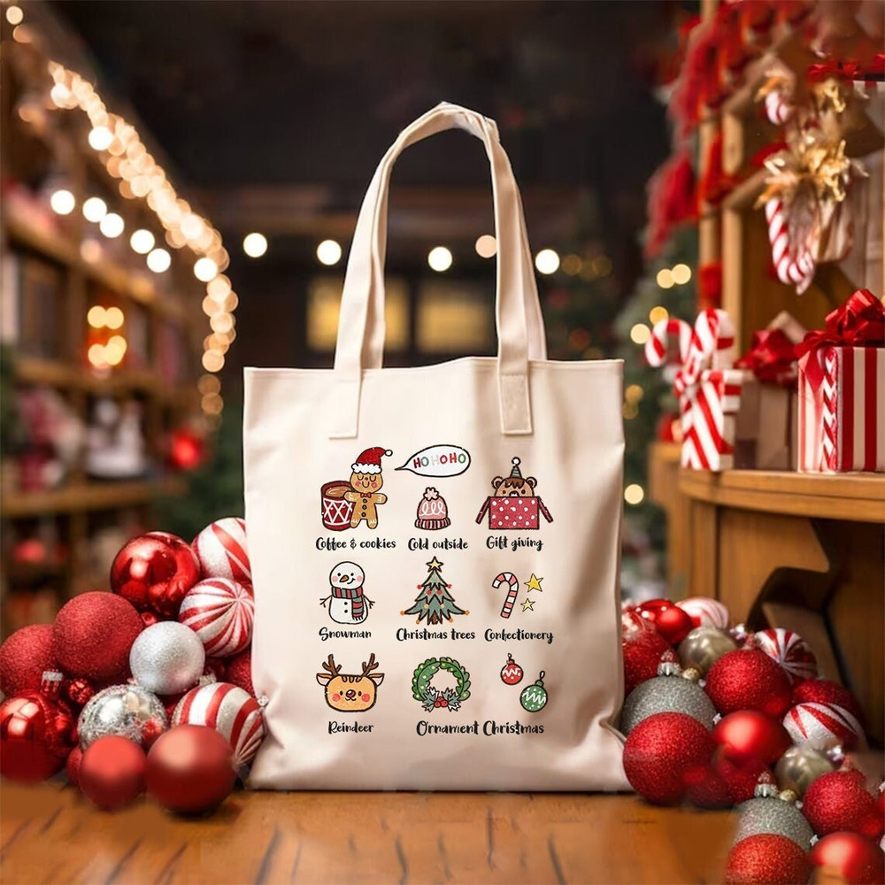 Christmas Season Tote Bag, Christmas Things Shoulder Bag, Kids Christmas Gift, Xmas Shopping Bag, Xmas Accessory, Holiday Season Canvas Bag.jpg
