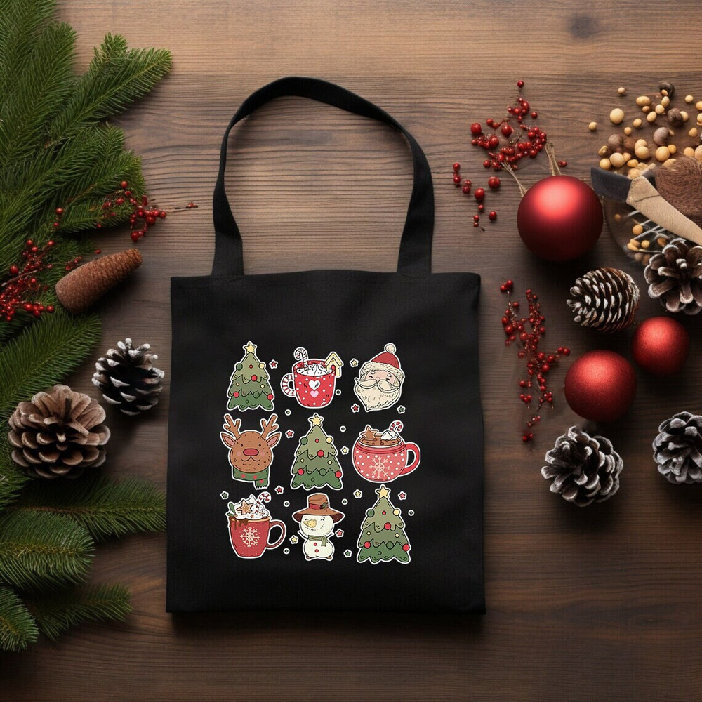 Christmas Vibes Tote Bag, Christmas Things Shoulder Bag, Kids Christmas Gift, Xmas Shopping Bag, Xmas Accessories, Holiday Season Canvas Bag.jpg