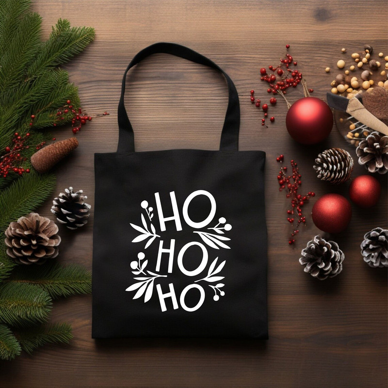 Ho Ho Ho Christmas Tote Bag, Christmas Canvas Bag, Santa Claus Laugh, Christmas Shopping Bag, Xmas Shoulder Bag, Xmas Accessory, Xmas Party.jpg