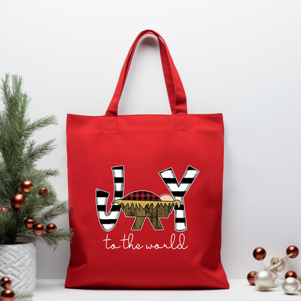 Joy To The World, Christmas Tote Bag, Christian Gift, Holiday Tote Bag, Jesus Is Born, Oh Holy Night, Christmas Canvas Bag, Christmas Gifts.jpg