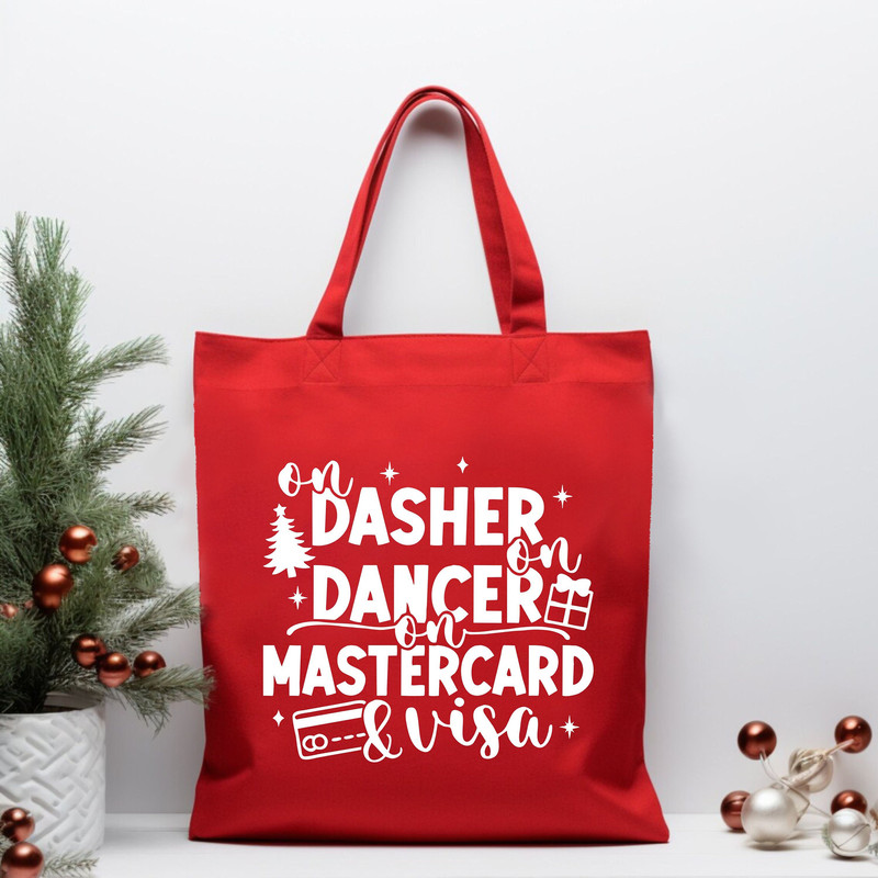 On Dasher On Dancer On Mastercard&Visa Tote Bag, Funny Shopping Bag, Black Friday Bag, Christmas Shopping, Shopping Canvas Bag, Shopper Bag.jpg