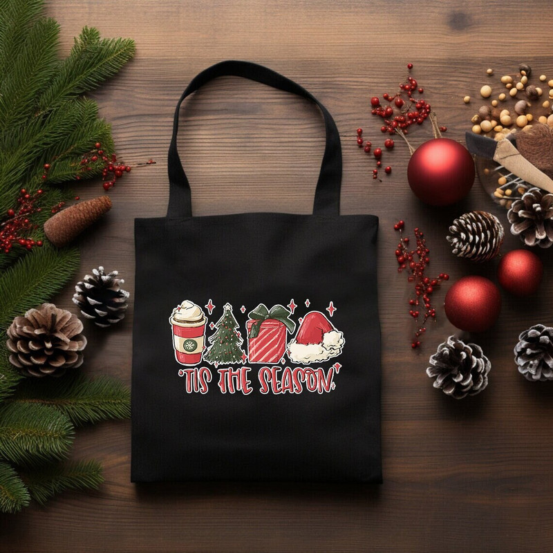 Tis The Season, Kids Christmas Gift, Cute Christmas Bag, Christmas Tote Bag, Christmas Canvas Bag, Xmas Gifts, Holiday Tote Bag, Santa Bag.jpg