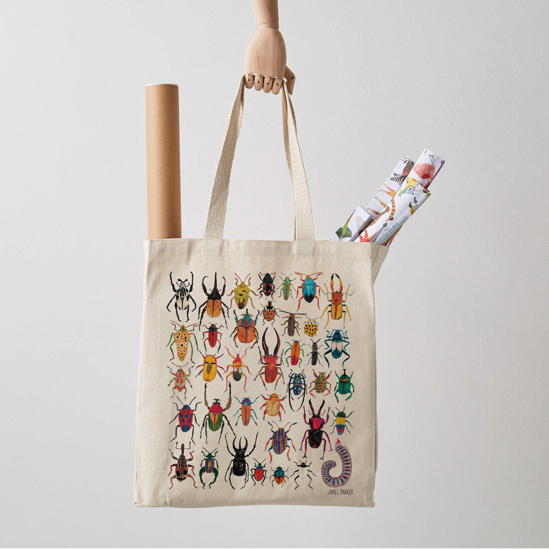 Bugs Tote Bag, long handle fair trade canvas bag, insects, shoulder bag, shopper, bug print.jpg