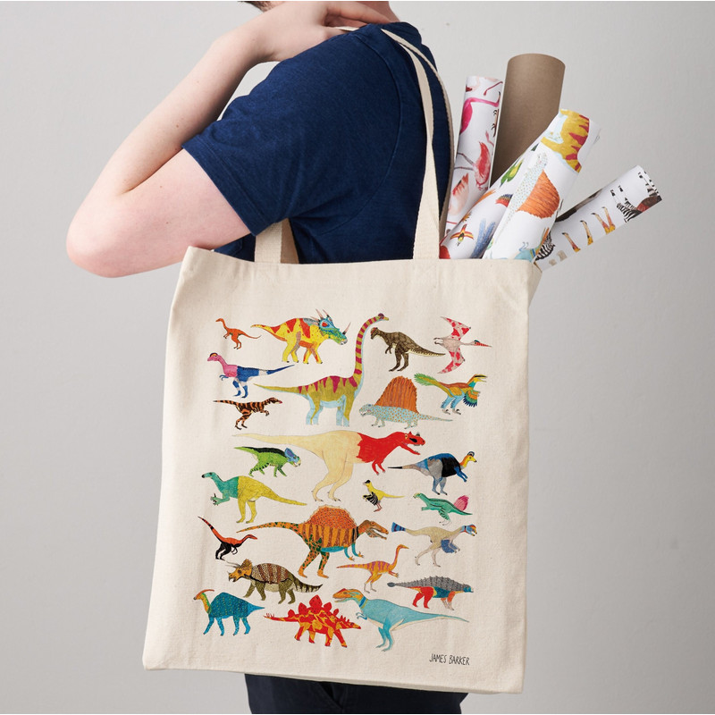 Dinosaurs Canvas Tote Bag, Long Handles Dinosaur Fair Trade Canvas Bag,.jpg