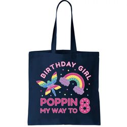 8th Birthday Girl Fairy Rainbow Tote Bag