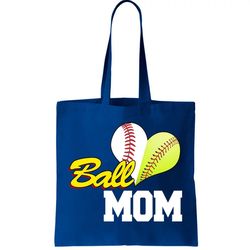 Ball Mom Heart Baseball Fan Tote Bag